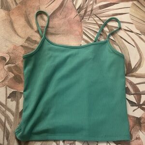 NWOT American Eagle spaghetti strap knit crop tank top in bluegreen / turquoise